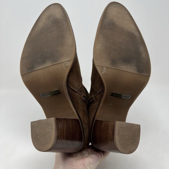 Gianni Bini Tovyy Booties Brown Suede Leather Block Heel Zip Up Women’s Size 7.5 - Picture 13 of 13